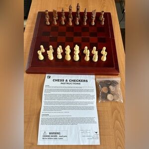 Cardinal wooden board games chess & checkers complete